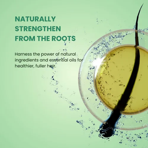 Vista 3 de Champú para control de pérdida de cabello y raíces saludables, fórmula natural con romero, biotina, cafeína, zinc, regeneración, terapia