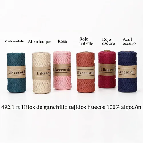 Vista 2 de Likeecords 100% Hilo de Ganchillo de Algodón Cordón de Bolsa de 2mm 170m Cordón de Macramé de 2mm Hilo de Crochet Cuerda de Macramé Regalo