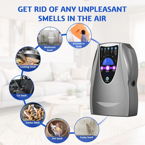 Vista 2 de Máquina de ozono, máquina multiusos de ozono de 1000 mg/h para aire, agua, frutas, verduras, dispositivo limpiador en agua, color gris oscuro