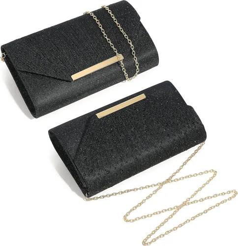 Vista 2 de MUDUO Bolso de noche para mujer, con diamantes de imitación con purpurina, para boda, bolso de noche, sobre de cristal, bolso cruzado de hombro