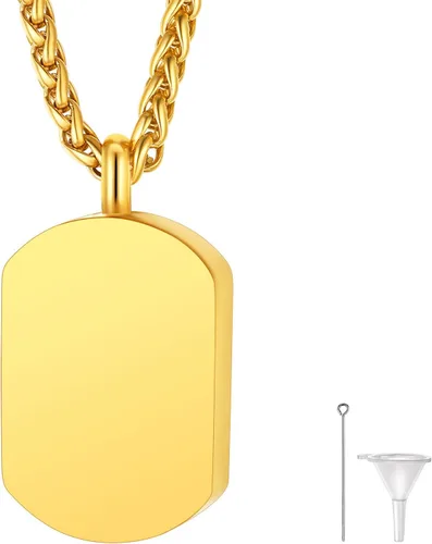 Vista 110 de FindChic Collares personalizados con urna para cenizas, barra vertical, gato, luna, reloj de arena, garra de perro, acero inoxidable, chapado en oro
