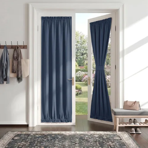 Vista 13 de PONY DANCE Persianas para puertas – Paneles opacos para tratamiento de ventanas, cortinas sólidas de alta resistencia con bolsillo para barra