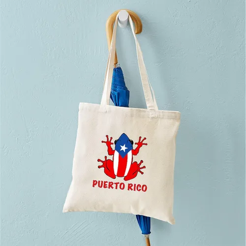 Vista 4 de CafePress Puerto Rico PR Coqui Tote Bag Bolsa de lona natural, bolsa de compras reutilizable