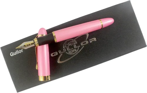 Vista 6 de Gullor Jinhao X450 - Pluma estilográfica, borde dorado, punta media, rosa
