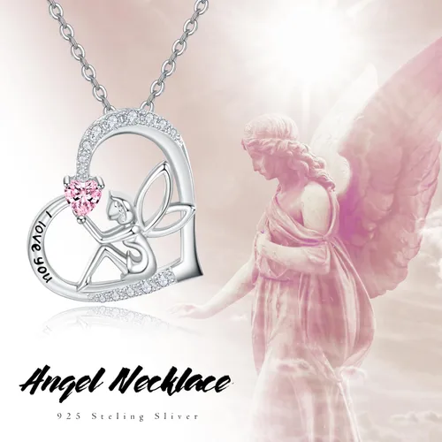 Vista 6 de Dreamboat Sterling Silver Angel Wings Necklace for Women Heart Pendant Necklace Heart Jewelry Irish Gifts for Mom