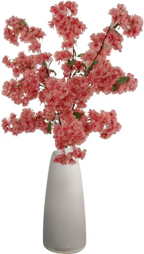 Vista 10 de Larksilk Paquete de 3 ramas de flor de cerezo rosa claro de 30 pulgadas, tallos artificiales japoneses de Sakura para jarrones altos, arcos de boda