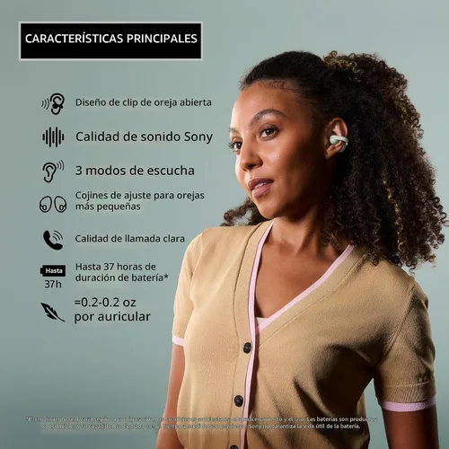 Vista 6 de Sony LinkBuds Clip Open-Ear Auriculares verdaderamente inalámbricos con Negro