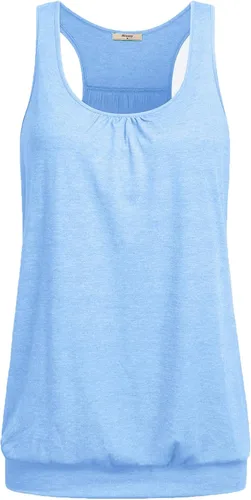 Vista 18 de Miusey - Camiseta sin mangas para mujer, cuello redondo, ajuste holgado, espalda cruzada, de yoga 1# Negro