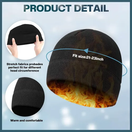 Vista 2 de 6 gorros cálidos de invierno con forro polar y guantes térmicos antideslizantes para pantalla táctil
