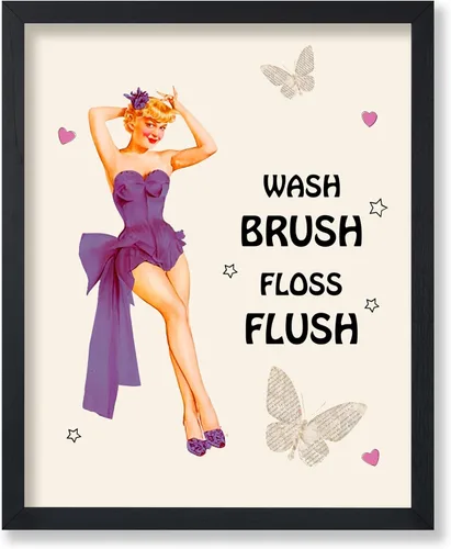 Vista 9 de Poster Master Pin Up Girl Poster - Better Late Than Ugly Print - Butterfly Art - Modern Art - Trendy Art - Gift for Men & Women - Funny Decor for
