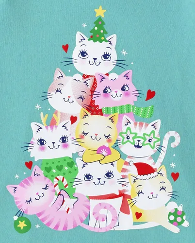 Vista 2 de The Children's Place Camiseta estampada con diseño de árbol de Navidad para bebé niña