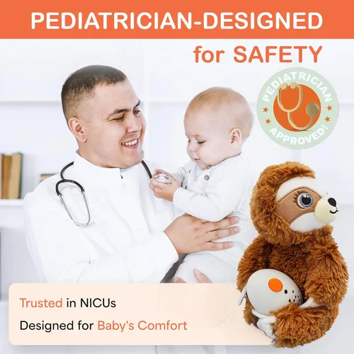 Vista 2 de Baby Shusher Shusher Sloth - Juguete calmante para bebé para dormir, chupete activado por llanto, animal de peluche para bebés y niños, sonidos