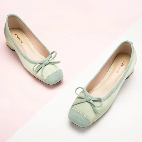 Vista 2 de C.Paravano Zapatos de tacón bajo con punta cuadrada para mujer Tacones gruesos con punta cerrada Zapatos de tacón bajo de cuero Zapatos de vestir
