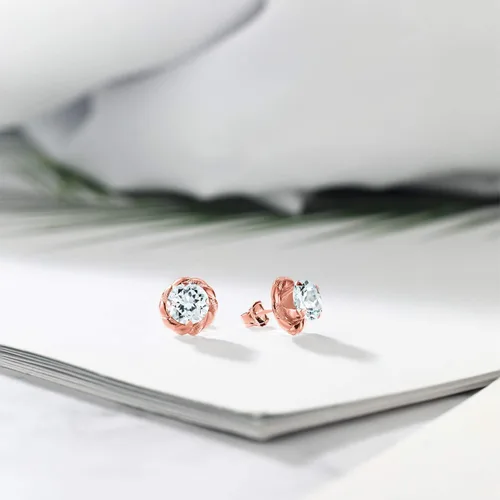 Vista 137 de Gem Stone King Aretes de plata de ley 925 de 0.236 in con piedra natal redonda para mujer