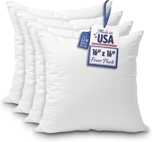 Vista 11 de Foamily Juego de 4 rellenos para almohada hipoalergénicas de primera calidad, con forma cuadrada de poliéster, estándar, blancos