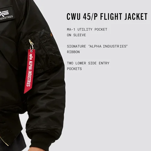 Vista 3 de Alpha Industries Chaqueta de vuelo CWU 45/P para hombre Negro