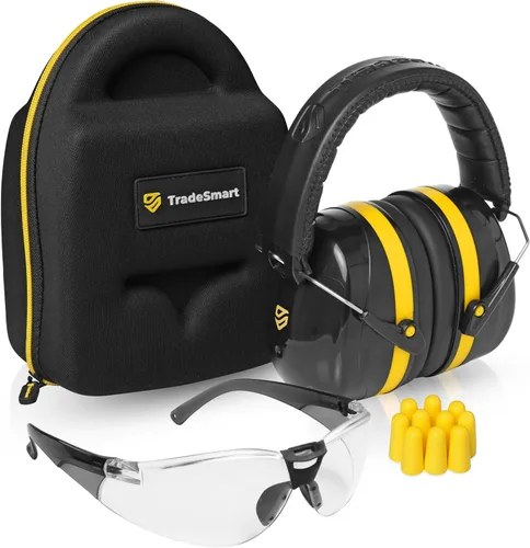 Vista 14 de TradeSmart All-in-One Shooting Ear Protection - Comfort+ NRR 28 Earmuffs, Glasses & Earplugs + Carry Case