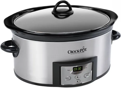 Vista 4 de Olla de cocción lenta Crock-Pot, 120 onzas cuenta regresiva programable, ovalada con balancín, acero inoxidable, SCCPVC605-S