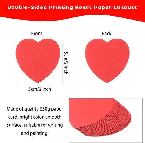 Vista 2 de 360 piezas de recortes de corazón pequeños con forma de corazón de papel de 2 pulgadas, confeti de corazones rojos de San Valentín, troqueles
