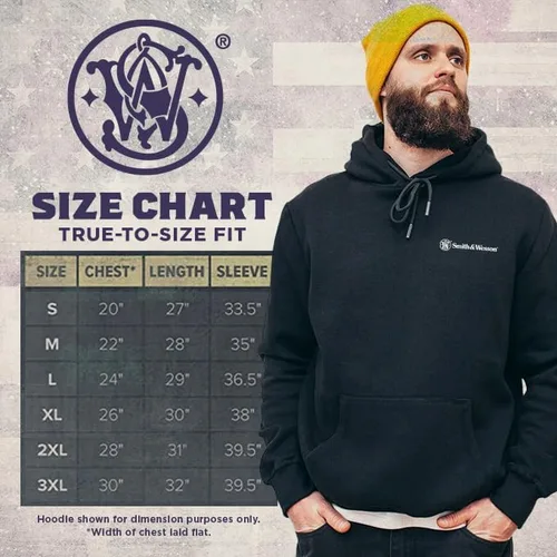 Vista 4 de Smith and Wesson Circle Emblem - Sudadera con capucha de algodón de manga larga para hombre