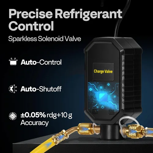 Vista 4 de VIVOHOME Báscula electrónica de carga de refrigerante con válvula de carga de dosificación automática separada con bomba de vacío de paletas