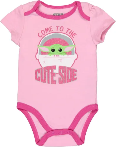 Vista 3 de Star Wars Baby Girls Come To The Cute Side Grogu Baby Yoda - Pijama mameluco de una pieza, paquete de 3