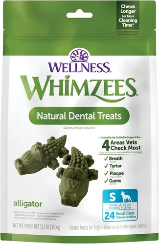 Vista 12 de WHIMZEES Wellness Alligator - Golosinas dentales para perros, masticables naturales, tamaño pequeño, (24 unidades)