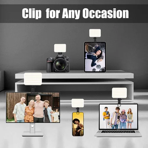 Vista 8 de Luz de selfie - BANSINE Luz de teléfono LED recargable por USB - Luz de foto portátil con CRI de 97+, hasta 6500K de temperatura