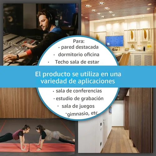 Vista 7 de Art3d - 2 piezas de panel acústico de listones, de 104 x 15.75 pulgadas para pared y techo, panel 3D acanalado absorbente de sonido con acabado