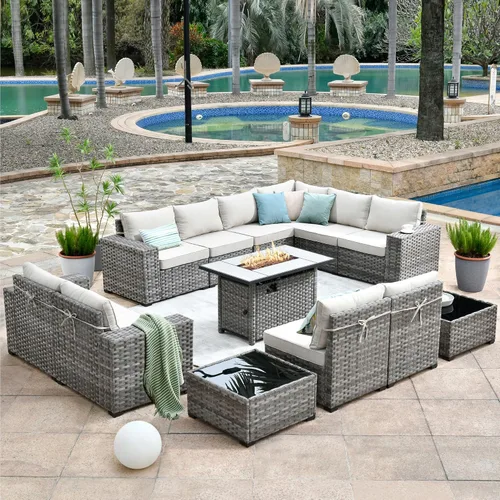 Vista 28 de HOOOWOOO Outdoor Patio Sectional Furniture Sofa Set with Widened Armrest,6 Piece Small Modern Wicker Couch,Modular L Shaped Conversation Seating Set