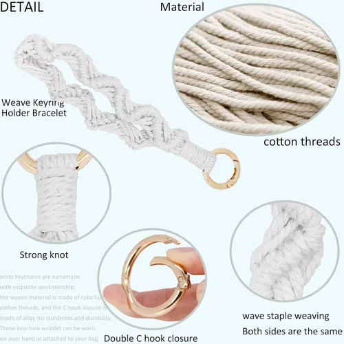 Vista 10 de BIHRTC Llavero de pulsera boho con soporte para lápiz labial, pulsera hecha a mano