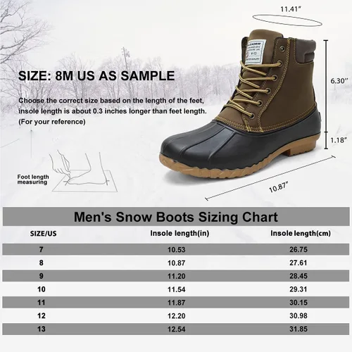 Vista 6 de ALEADER Botas estilo pato, para hombre Carcasa impermeable Botas de nieve con forro de piel