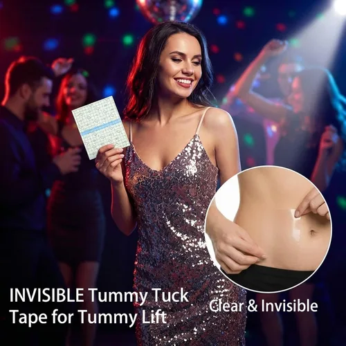 Vista 4 de 30Pcs Tummy Tuck Tape Thigh Lift Tape for Loose Skin Apron Belly Flat Stomach Belly Tapes Clear No-Pinch Adhesive Strips Sweatproof and All-Day Wear
