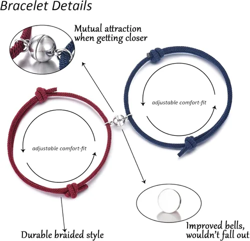 Vista 4 de Tarsus Juego de pulsera magnética para pareja votos de amor eterno joyería regalos para pareja o mejores amigos