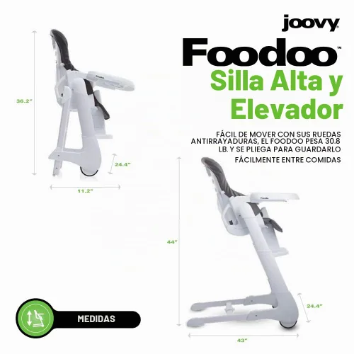 Vista 3 de Joovy Foodoo - Silla alta y asiento elevador, Jet