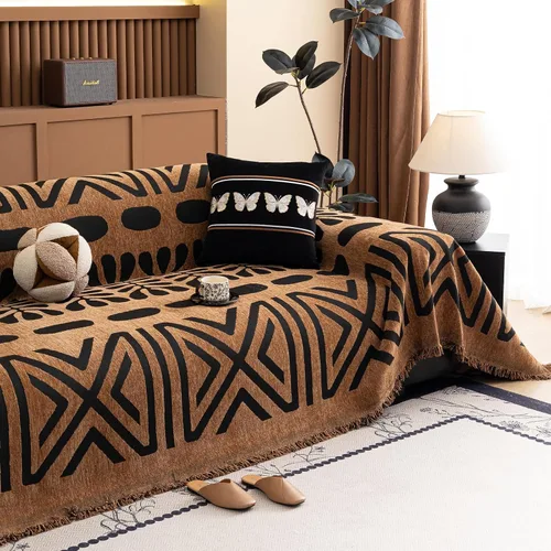 Vista 25 de HANDONTIME Fundas de Sofá Sillón Funda de Sofá Boho para Perros Caqui Funda de Sofá con Borlas Silla Reclinable Funda de Futón Lavable 1 Cojín Sofá
