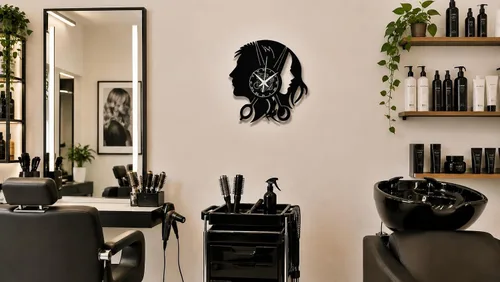 Vista 7 de Reloj de pared Disco Vinilo Peluquería Hombre Mujer Barbería, Vintage Hecho a Mano