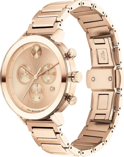 Vista 2 de Movado Bold Evolution Reloj de pulsera de acero inoxidable suizo Qtz para mujer, color oro rosa (Modelo 3600789), Oro Rosa, Moderno