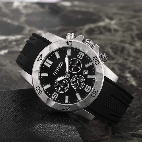 Vista 4 de TIME100 Relojes de cuarzo para hombre de negocios multifunción de cuero de silicona