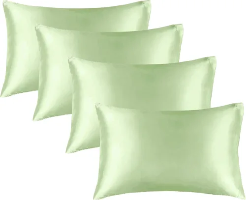 Vista 120 de BEDELITE Funda de almohada de satén para cabello y piel, súper suave y refrescante similar a las fundas de almohada de seda, paquete de 2 con cierre