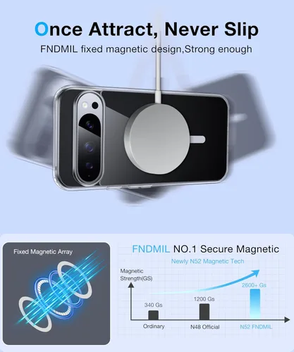 Vista 4 de NO.1 Magnética para Funda Google Pixel 9/Funda Pixel 9 Pro con MagSafe [Anti-Amarillamiento][Ajuste Delgado][Probado contra Caídas Grado Militar]