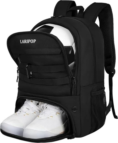Vista 14 de LARIPOP Mochila de Fútbol, Bolsa de Fútbol con Soporte para Balón y Compartimento para Zapatos, Bolsas de Entrenamiento para Equipos Deportivos