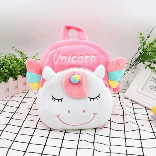 Vista 3 de Mochilas para niños, mochila para niños, bolsa de felpa, regalos de juguete para niños y niñas, bebé de doble capa, Unicornio Rosa, Classic