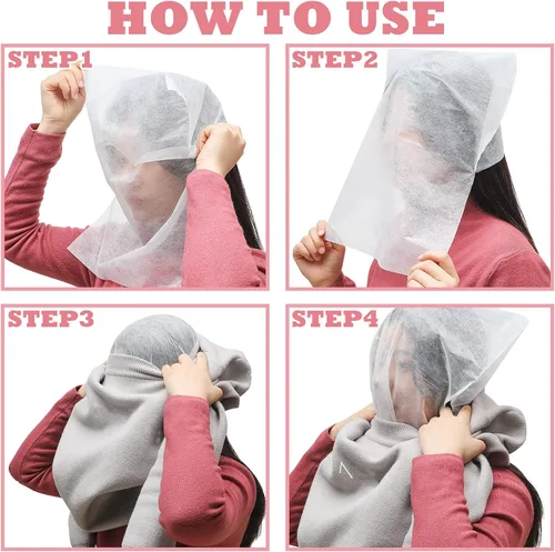 Vista 2 de Tegeme 30 Piezas Protector Facial para Maquillaje Capucha Desechable Máscara Cosmética Desechable para Belleza Maquillaje y Protector de Ropa