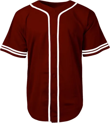 Vista 3 de Camiseta de béisbol para hombre con botones y dos rayas de primera calidad, uniforme deportivo fabricado en Estados Unidos