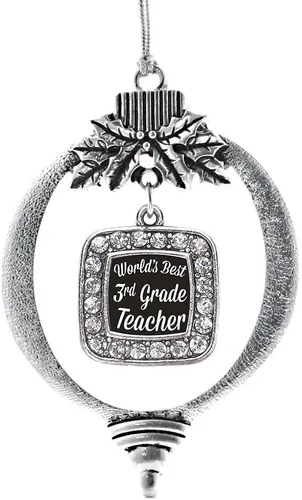 Vista 11 de Inspired Silver - Bon Voyage Cruise Ship Charm Ornamento – Adornos navideños cuadrados de plata con joyas de circonita cúbica