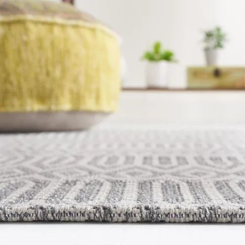 Vista 5 de Martha Stewart x SAFAVIEH - Colección de alfombras de área de 2 x 8 pies, color antracita y gris claro, tejido plano, de algodón, ideal para sala