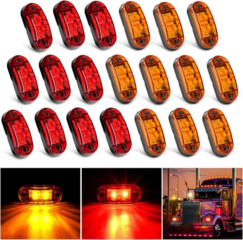 Vista 27 de Nilight Luz de Marcador Lateral Ovalada de 2.5 Pulgadas 10PCS Ámbar 2 Diodos LED Luces de Guardabarros y Separación de Remolque Impermeables