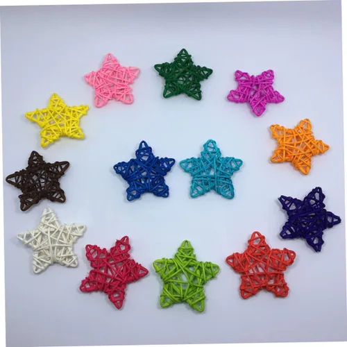 Vista 9 de Vaguelly Juego de adornos de estrellas de ratán de 2.4 in, bolas de mimbre con estrellas