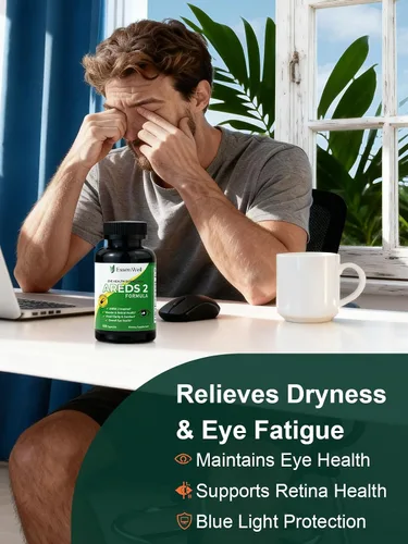 Vista 4 de AREDS 2 120 cápsulas + multivitamínico, vitamina ocular 2 en 1, contiene vitamina C, D, E y zinc